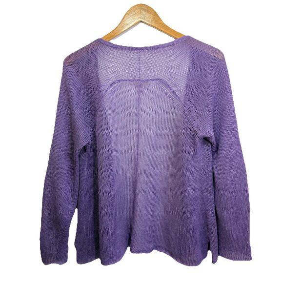 Eileen Fisher 100% Linen Open Front Cardigan Lavender Lilac Purple Size S Small - Picture 2 of 7